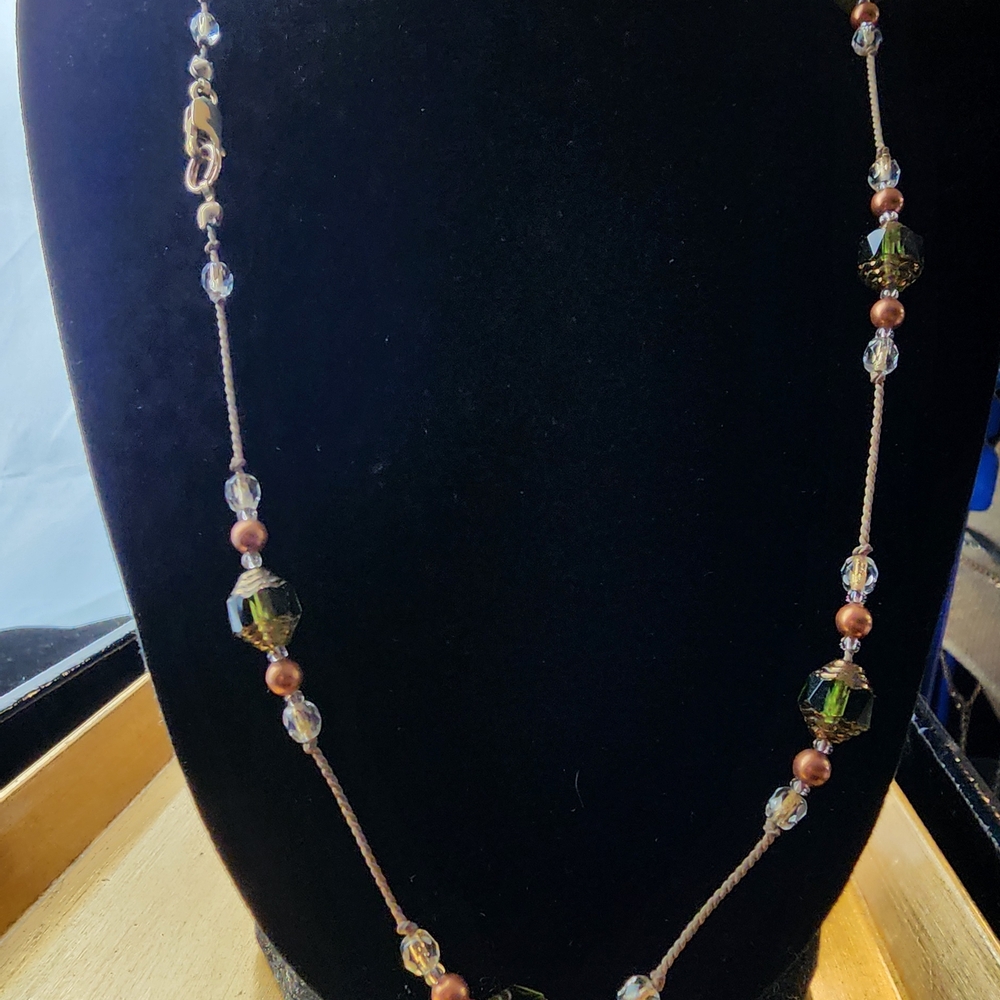 ♥Elegant Brown and Gold Beaded Necklace